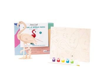 Hands Craft DIY 3D Wooden Puzzle with Paint Kit: Flamingo (HC206)