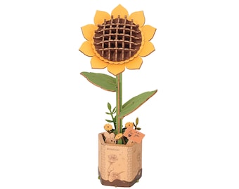 Modern Wooden Puzzle | Sunflower  - Gift for her, Flowers, Valentine&#39;s Day Gift, Mother&#39;s Day Gift