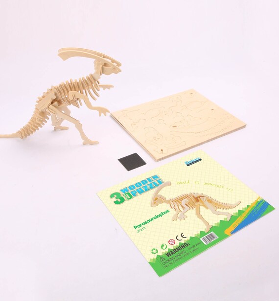 Hands Craft DIY 3D Wood Puzzle: Parasaurolophus Dinosaur kids craft, kids  puzzle, STEM activity (JP218)