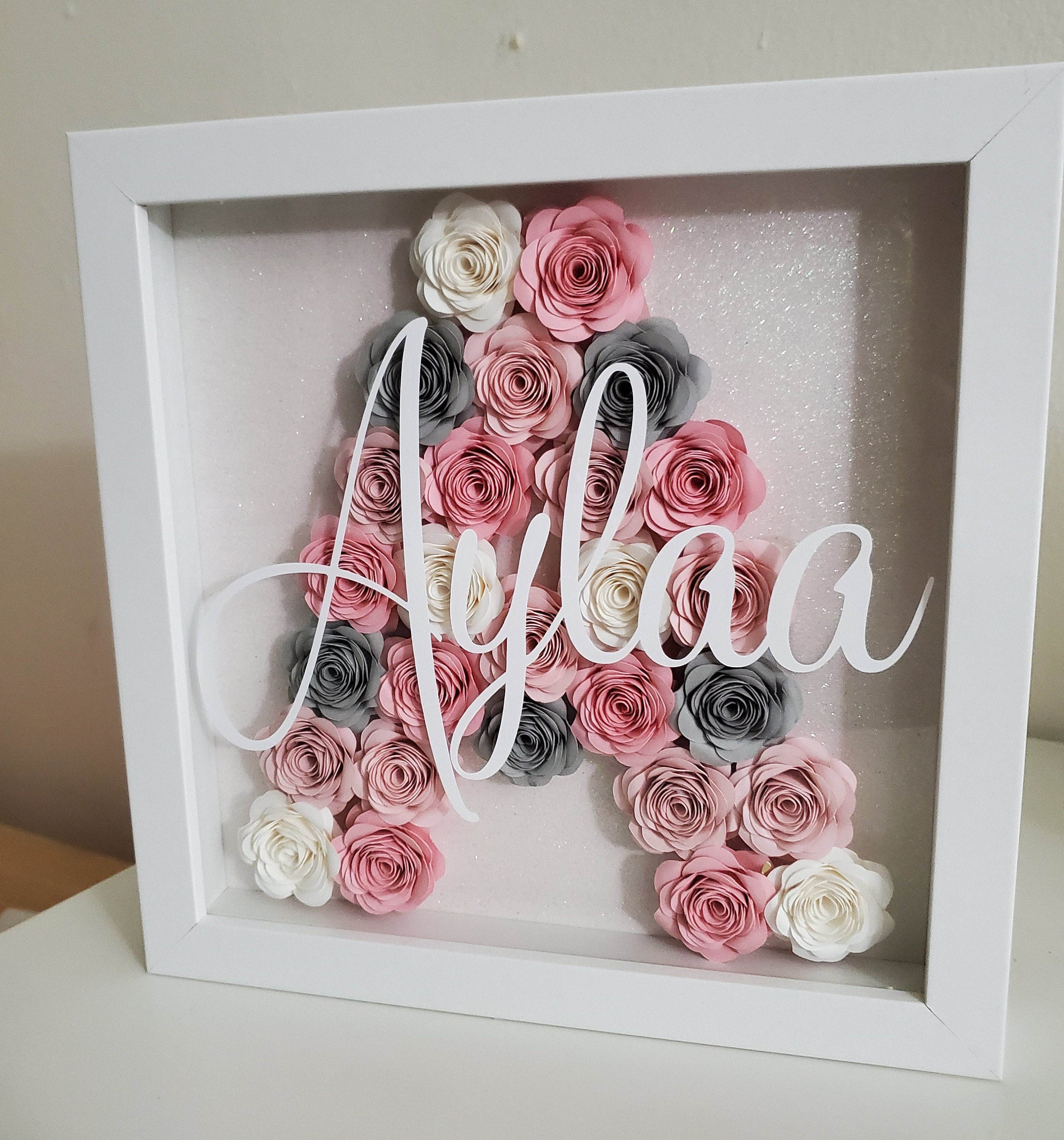 Personalized paper flower Frame Etsy
