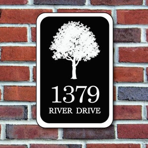 Personalized Address Plaque: Aluminum Home Sign with Tree