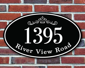 Custom Aluminum House Address Plaque, Personalized Oval Sign, 7x12