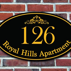 Personalized Apartment Sign-House Address Sign-Plaque-Custom Classic Home Address Plaque-Personalized Aluminum Oval-Customized Outdoor Sign