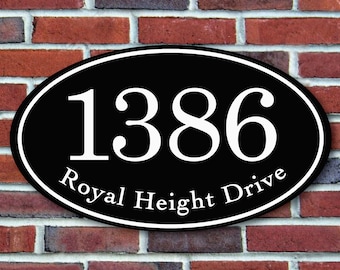 Custom Oval Aluminum Address Sign, Outdoor House Plaque