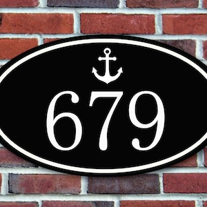Nautical Address Plaque: Custom Aluminum House Number Sign with Anchor