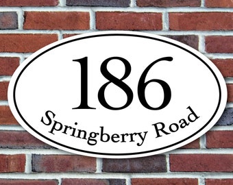 Personalized Oval House Number Sign: Aluminum Outdoor Address Plaque