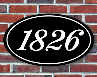 Custom House Number Plaque: Aluminum Oval Address Sign