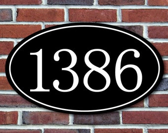 Personalized Oval House Number Sign: Aluminum Address Plaque