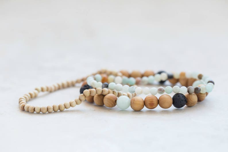 Sandalwood Lava and Amazonite Bracelet Set Jewelry Calming /& Anxiety Lava Bracelet Sandalwood Bracelet Grade AA Amazonite