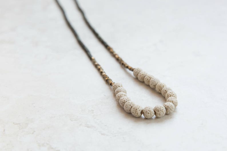 Jewelry gift Diffuser necklace Lava necklace Lava jewelry Olive Green and Beige Lava Stone Necklace