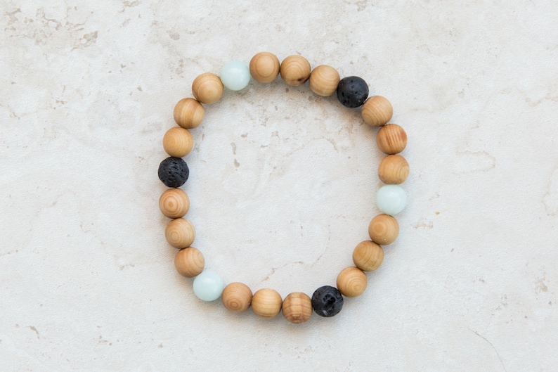Sandalwood Lava and Amazonite Bracelet Set Jewelry Calming /& Anxiety Lava Bracelet Sandalwood Bracelet Grade AA Amazonite