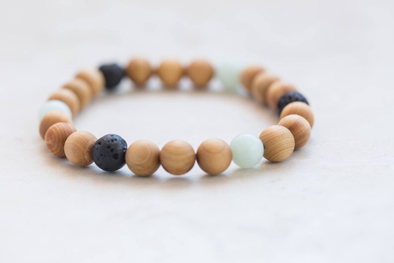 Sandalwood Lava and Amazonite Bracelet Set Jewelry Calming /& Anxiety Lava Bracelet Sandalwood Bracelet Grade AA Amazonite