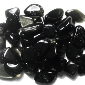 Nice 100cts lot of polished small Gold Sheen Obsidian tumbles Africa