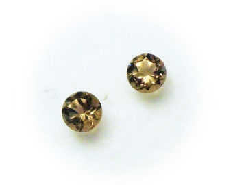 Nice 3 mm round faceted Smoky Quartz gemstone 2 piece lot Brazil