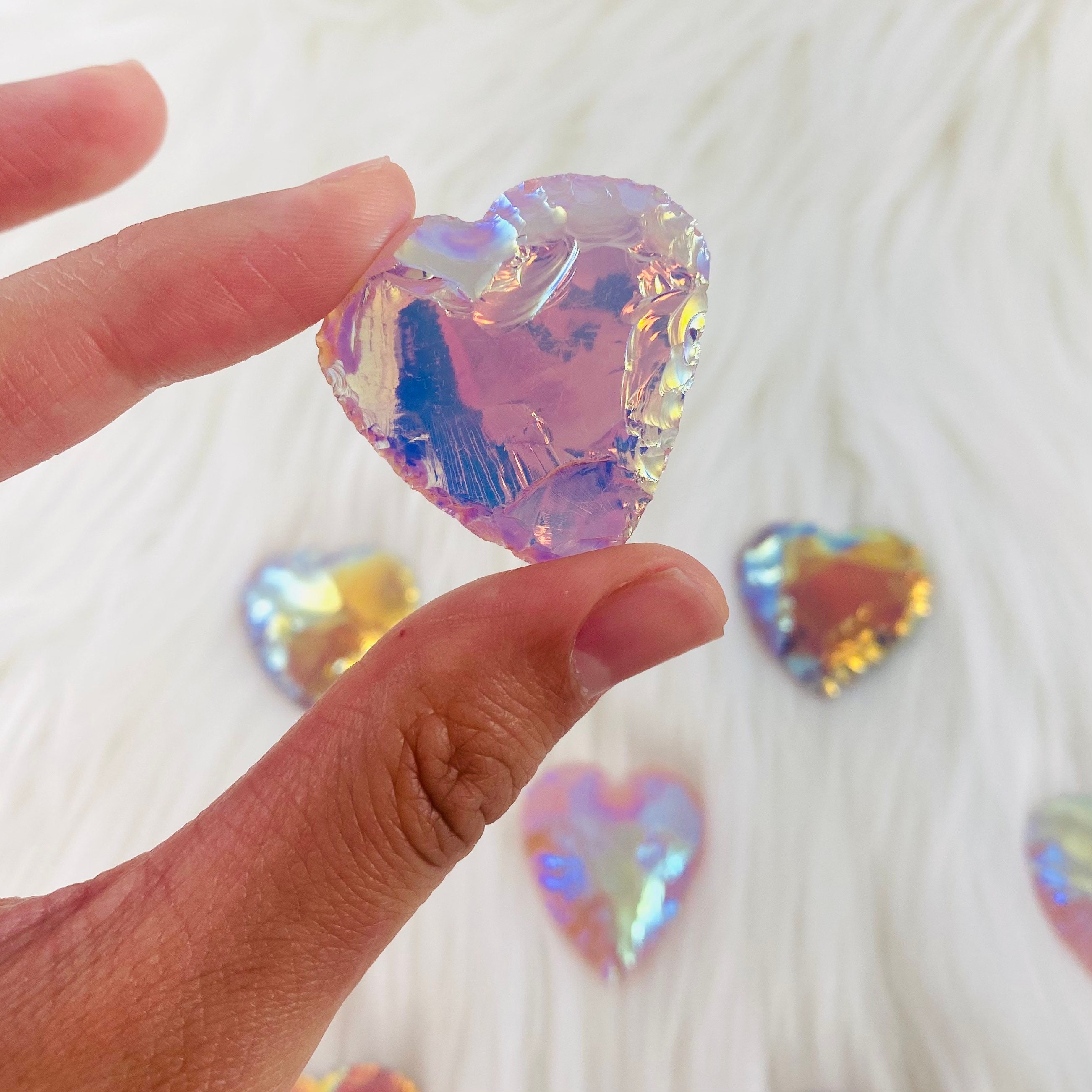 Aura Rose Quarz Kristall Herz Kristalle Edelsteine Etsy