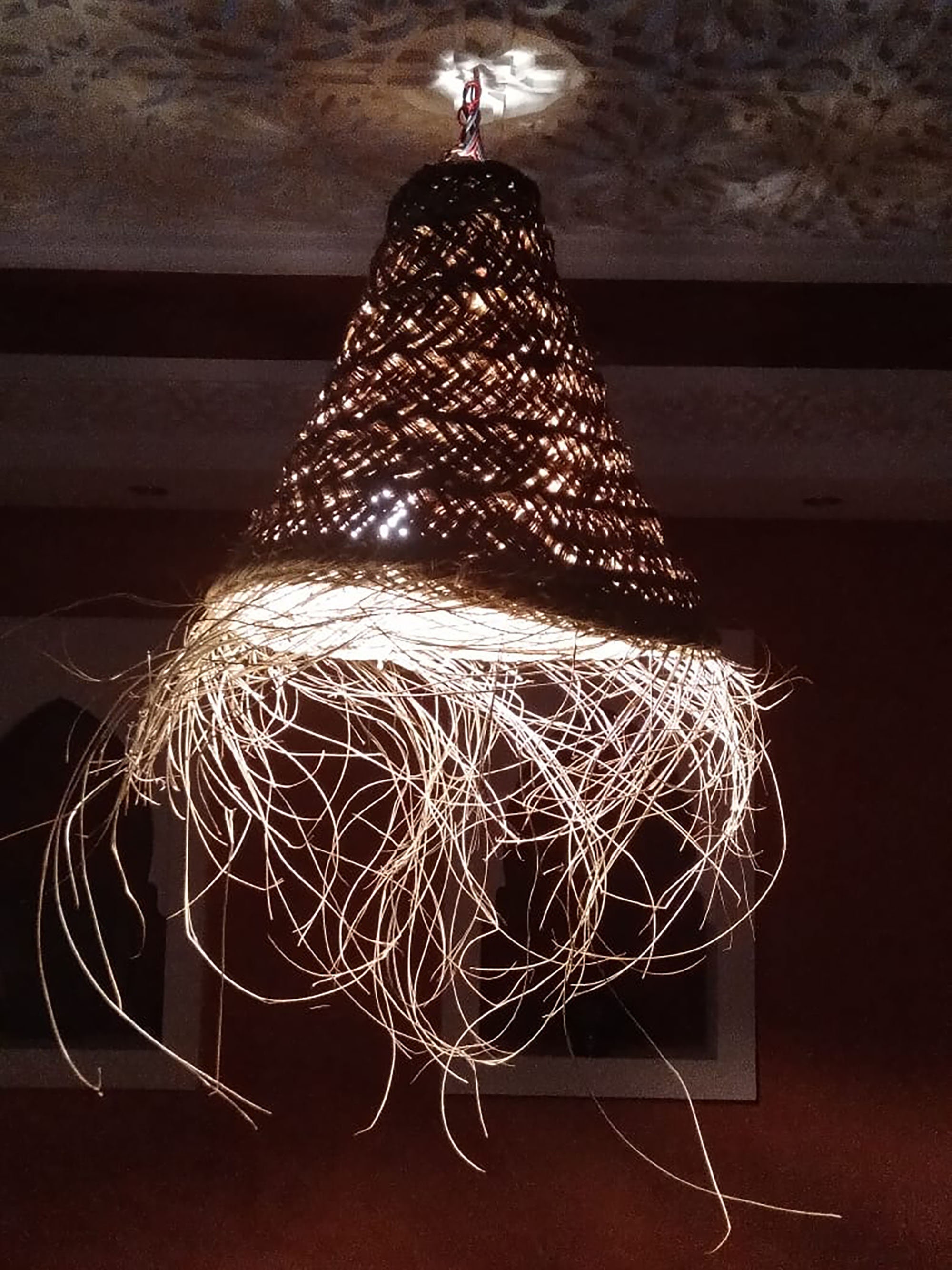 Pendant lamp Big straw chandelier woven rattan lamp boho | Etsy