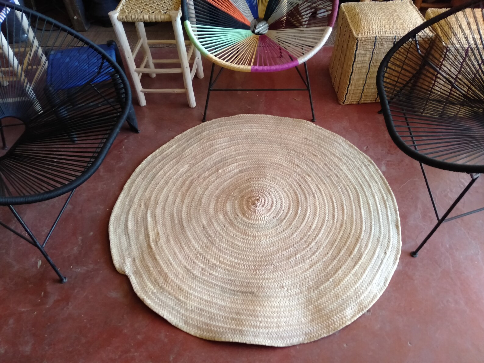 Moroccan Round Straw Rug 8 16 30 40 Inch Size Round Carpet Etsy
