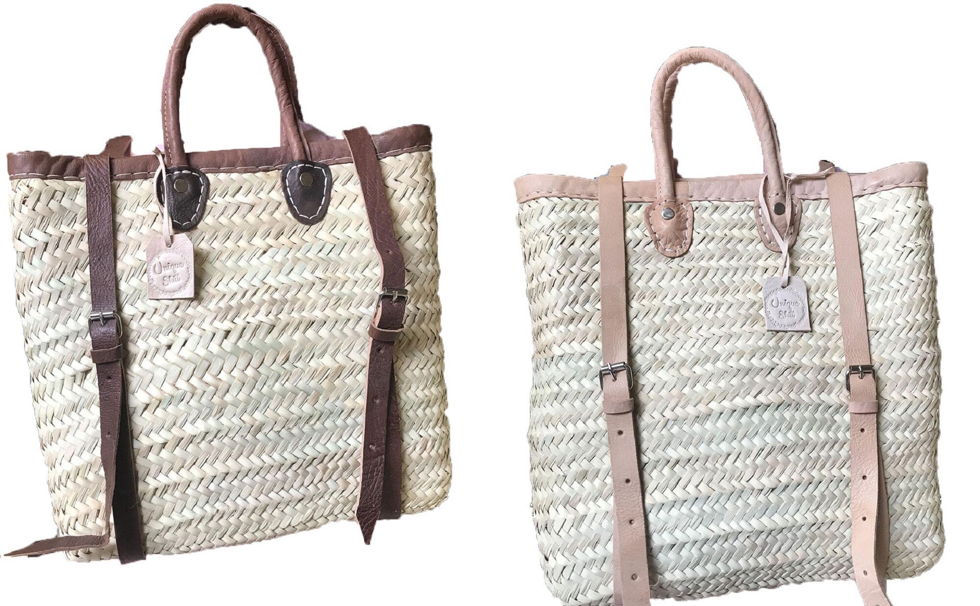 BACKPACK BASKET With Leather Handles Market Basket Beach Etsy Norway