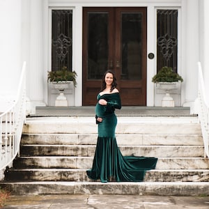 Green Velvet Maternity Gown - Etsy