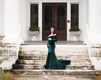 Jennifer* velvet Maternity Dress