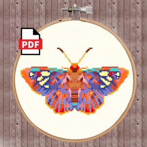 Midnight Moth Needlepoint and Cross Stitch Pattern/ Instant Download/ PDF