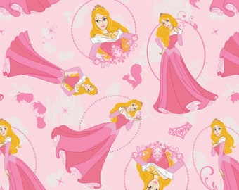 Princess Aurora quilt fabric, Camelot Fabrics-- Disney Princess Heart Strong Collection, Sleeping Beauty fabric, 100% cotton