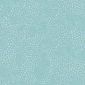 May include: A seamless pattern of small, white dots on a light blue background. The dots are randomly arranged and create a subtle texture.