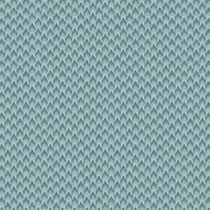 May include: A close-up of a fabric with a repeating pattern of small, light blue and teal triangles. The triangles create a textured, scale-like appearance. The fabric is likely cotton or a similar material, suitable for quilting or apparel.