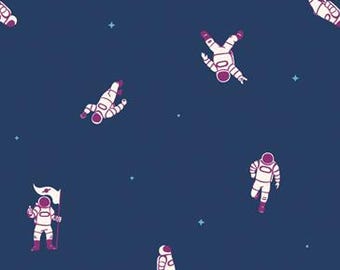 Zero Gravity - Rocket Science, Art Gallery Fabrics, kleine astronauten in de ruimte, meisjes van steelstof, 100% katoen op maat gesneden