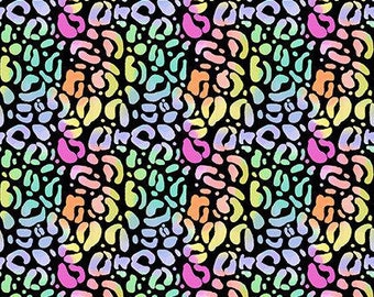 Wild -- Prism -- by Pammie Jane for Dear Stella, leopard print quilt fabric, rainbow cheetah fabric, 100% cotton by the yard