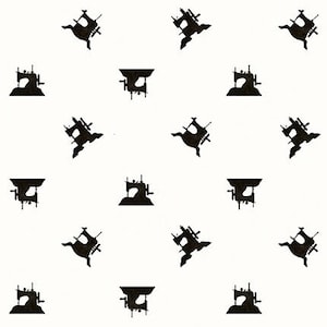 Best of She Who Sews-- Sewing machines in white-- J Wecker Frisch for Riley Blake- vintage sewing fabric, 100% cotton fabric by the yard