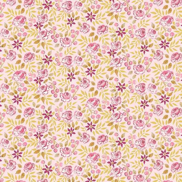 Yellow rose quilt fabric, Adelaide Grove-- Canberra Rose in Ochre--Freespirit fabrics, girl nursery fabric, cotton yardage