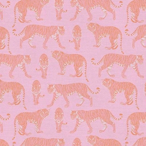 Pieces of India -- Bengalen in roze -- Paintbrush Studios, quiltstof grote kat, stof Bengaalse tijger, junglestof, 100% katoen op maat gesneden