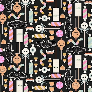 Harvest Moon by Dear Stella -- Halloween candy -- trick or treat fabric, sweets quilt fabric, kids halloween fabric, 100% cotton