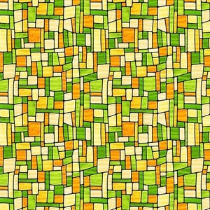 Stained glass -- Fancy Glass, Blank Quilting -- yellow stained glass-look fabric, abstract quilt blender, 100% cotton by the yard