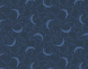 Moondust in Navy - Celeste - Camelot Fabrics, tonal crescent moons quilt fabric, 100% cotton by the yard