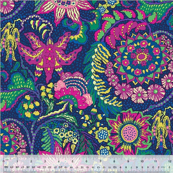 Botanica -- Windham fabrics - jungle floral fabric, fucshia floral fabric, jewel tone fabric, dark flowers quilt fabric, 100% cotton BTY