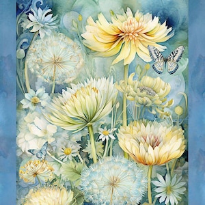 Pannello Forest Whisper 24", Timeless Treasures, pannello trapuntato floreale ad acquerello, pannello in tessuto floreale etereo, pannello trapuntato 100% cotone 24" x 44"