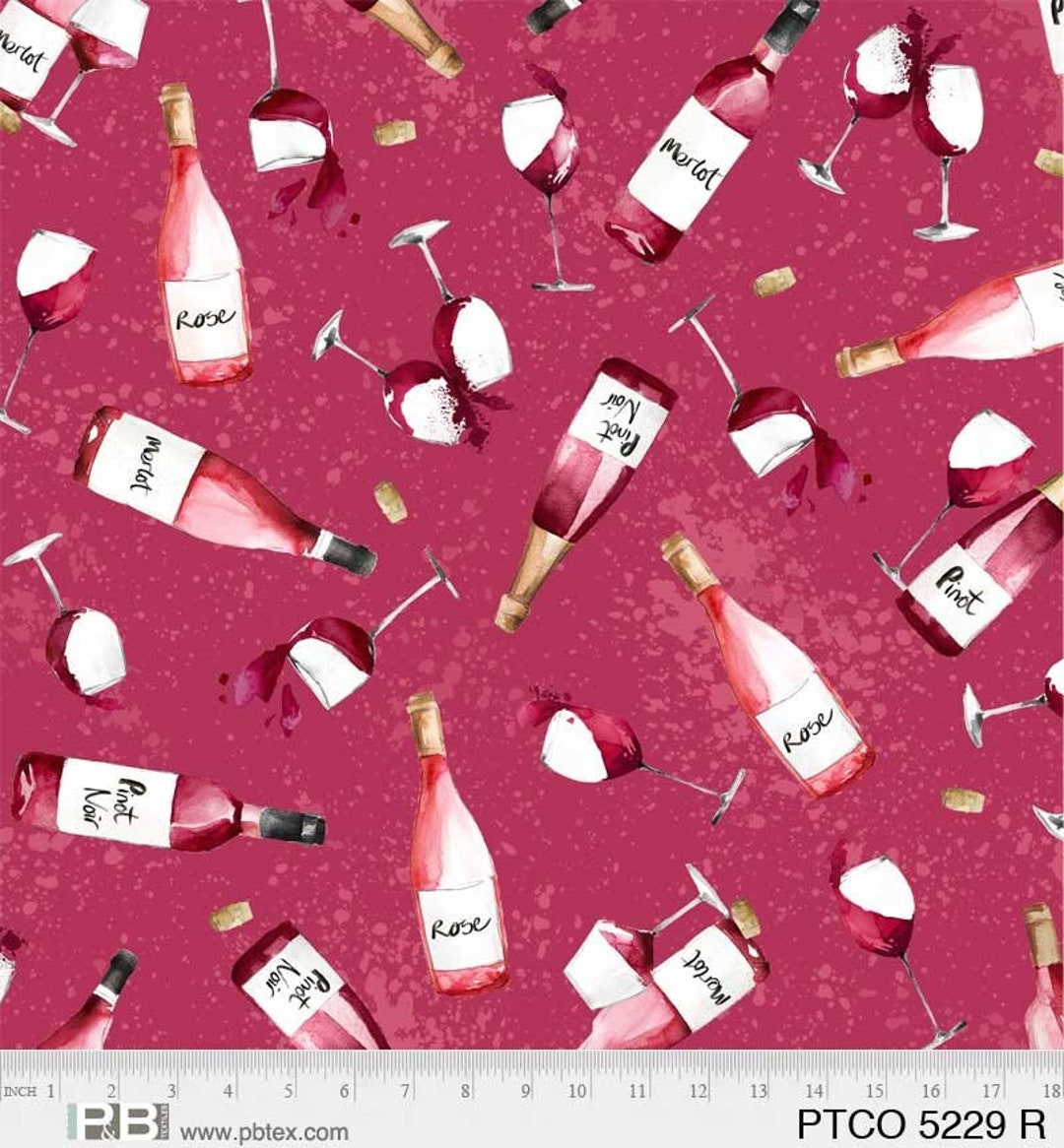 Red Wine Fabric Uncorked P&B Textiles Merlot Fabric, Rosé Fabric, Wine Bottles, Ladies Quilt