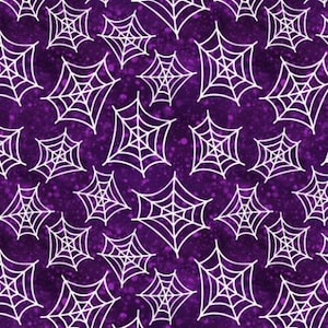 Spider webs -- Hallowishes, Blank Quilting -- halloween fabric, kids halloween fabric, spider quilt fabric, treat bag fabric, 100% cotton