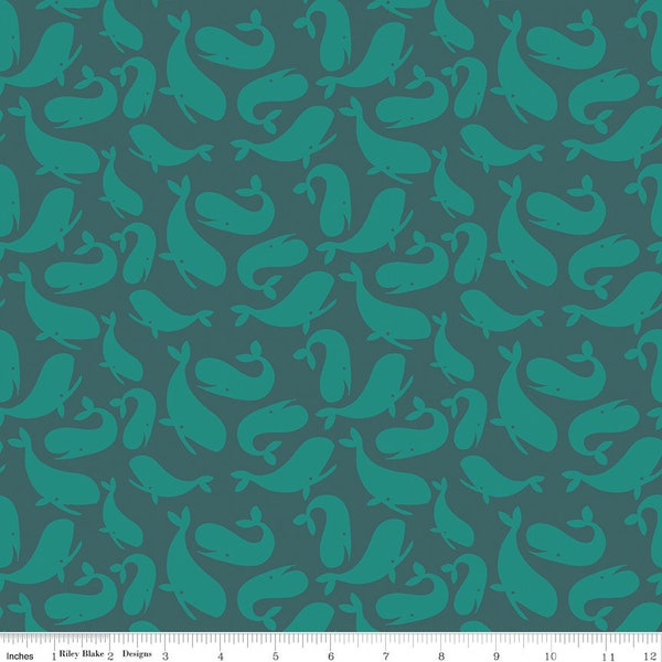 Ahoy Mermaids- whales in ocean, Riley Blake- nautical fabric, ocean animal fabric, 100% cotton quilting fabric