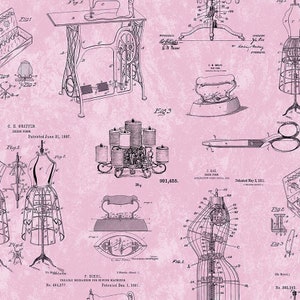 Schema di cucito -- Tesori senza tempo -- tessuto per articoli da cucito vintage, tessuto da cucito steampunk, tessuto per abiti antichi, 100% cotone BTY
