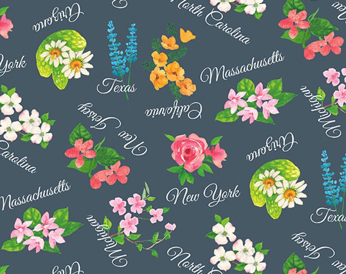 US State Flowers Fabric -- Stateside by Blank Quilting-- 50 US State ...