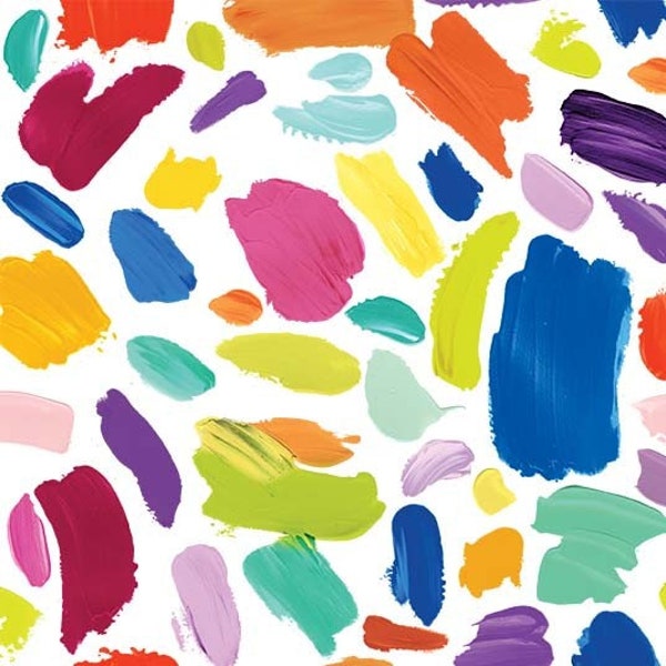 Color Strokes, Mess Maker by Michael Miller - rainbow paint fabric, brush strokes fabric, kids quilt fabric, 100% cotton