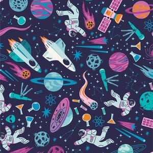 Intergalactic - Rocket Science, Art Gallery Fabrics, outer space fabric, astronauts, rockets, 100% cotton quilt fabric by the yard
