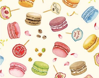 Macarons -- Baked with Love -- Michael Miller, tissu de courtepointe pour pâtisserie, tissu macaron, tissu de courtepointe bonbons -- par mètre