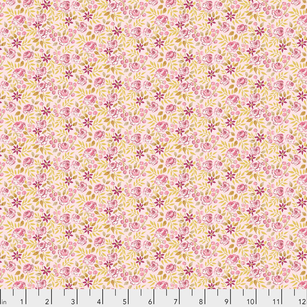 Yellow Rose Quilt Fabric, Adelaide Grove Canberra Rose in Ochrefreespirit Fabrics, Girl Nursery
