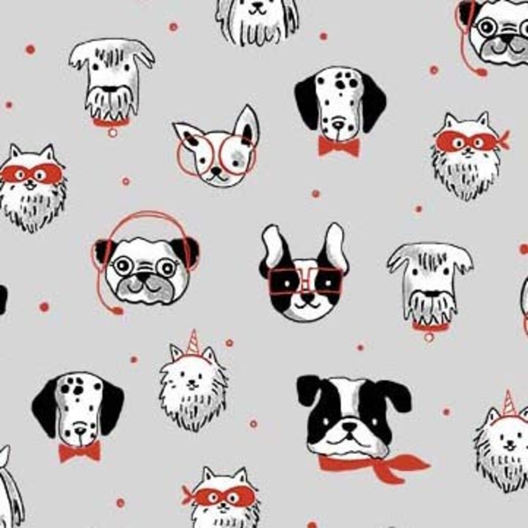 Fancy Dogs Fabric, Push Pups, Bow Wow Wow by Michael Miller Dalmatian