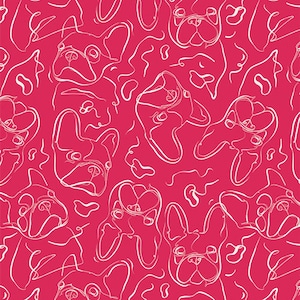 Frenchie dog fabric, Periwinkle - Frenchie in vivid — Art Gallery Fabrics, French bulldogs, modern quilt fabric, 100% cotton by the yard