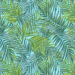 Flock Star -- Blank Quilting -- Tropical Leaves -- palm fronds fabric, tropical foliage fabric, 100% quilt cotton by the yard